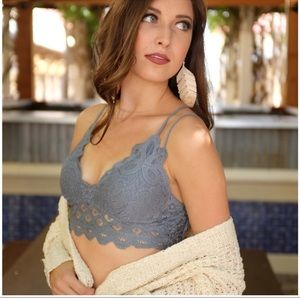 Lace Bralette with padding-Blue